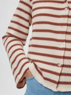 Grüne Erde Jacke aus Bio-Baumwolle, 56 offwhite/kastanie jacquard ringel, 42