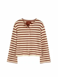 Grüne Erde Jacke aus Bio-Baumwolle, 56 offwhite/kastanie jacquard ringel, 42