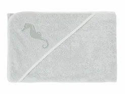 Grüne Erde Kinder-Kapuzenbadetuch Seepferdchen, , 100 x 100 cm, 100 % Baumwolle, GOTS
