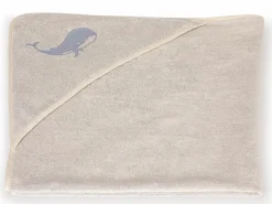 Kinder Grüne Erde Kinder-Kapuzenbadetuch Wal, , 100 x 100 cm, 100 % Baumwolle, GOTS