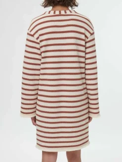 Grüne Erde Kleid aus Bio-Baumwolle, 56 offwhite/kastanie jacquard ringel, 36, GOTS