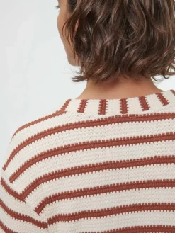 Grüne Erde Kleid aus Bio-Baumwolle, 56 offwhite/kastanie jacquard ringel, 36, GOTS