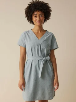 Grüne Erde Kleid aus Bio-Baumwolle, 74 streif blau-weiss, 40, GOTS