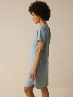 Grüne Erde Kleid aus Bio-Baumwolle, 74 streif blau-weiss, 40, GOTS