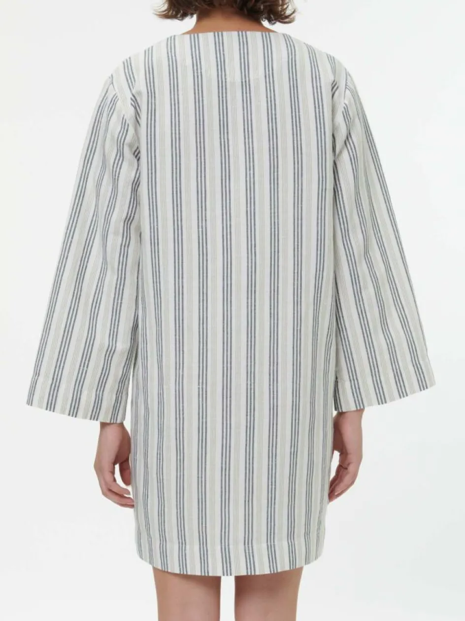 Grüne Erde Kleid aus Bio-Leinen und Baumwolle, 60 multistreif grün, 38