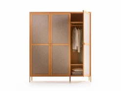 Grüne Erde Kleiderschrank Tenso 3-türig, Wollstoff Tano Natur (79),