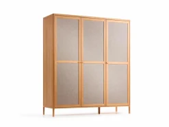 Grüne Erde Kleiderschrank Tenso 3-türig, Wollstoff Tano Natur (79),