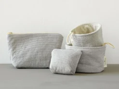 Grüne Erde Kleiner Badezimmerkorb, graphit gestreift, 11 x 14 cm, 100 % Baumwolle, GOTS