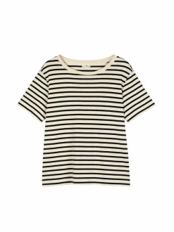 Grüne Erde Kurzarmshirt aus Bio-Baumwolle, 55 navy/offwhite ringel, 38, GOTS