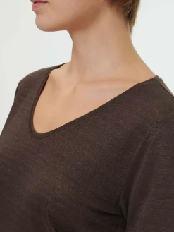 Grüne Erde Kurzarmshirt aus Bio-Leinen, , 36