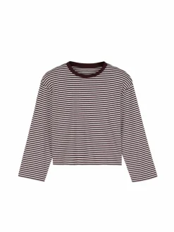 Grüne Erde Langarmshirt aus Bio-Baumwolle, 25 merlot/weiss ringel, 38, GOTS