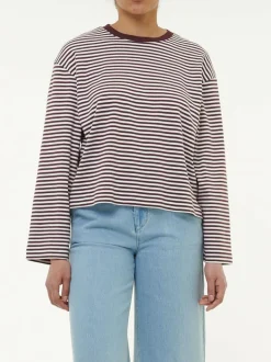 Grüne Erde Langarmshirt aus Bio-Baumwolle, 25 merlot/weiss ringel, 38, GOTS