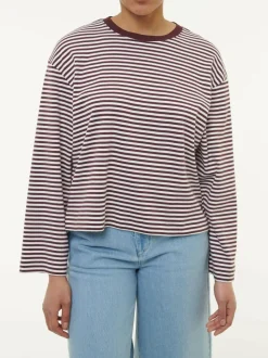 Grüne Erde Langarmshirt aus Bio-Baumwolle, 25 merlot/weiss ringel, 38, GOTS