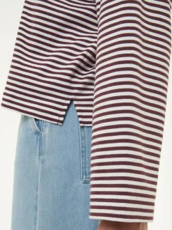 Grüne Erde Langarmshirt aus Bio-Baumwolle, 25 merlot/weiss ringel, 38, GOTS