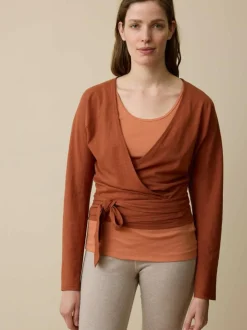 Grüne Erde Langarm-Wickelshirt aus Bio Baumwolle/Hanf, , 36, GOTS