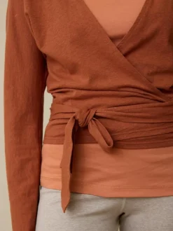 Grüne Erde Langarm-Wickelshirt aus Bio Baumwolle/Hanf, , 36, GOTS