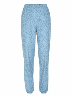 Grüne Erde Lange Schlafhose aus Bio-Baumwolle, 91 blumendruck himmelblau, S, GOTS