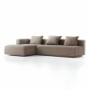 Grüne Erde Lounge-Sofa Sereno mit Schlaffunktion inkl. 3 Kissen (70x55 cm), B 320,5 x T 180 cm, Bodennah, Liegeteil links, mit Bezug Wollstoff Tano Natur (79), Buche
