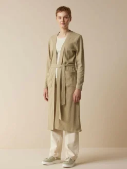 Grüne Erde Mantel aus Bio-Baumwolle und Leinen, 46 light khaki, S, GOTS