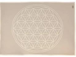 Grüne Erde Meditationsdecke Blume des Lebens, natur/quarz, 150 x 200 cm, 100 % Baumwolle, GOTS
