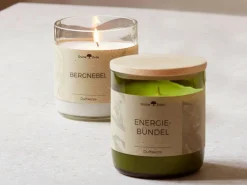 Grüne Erde Natürliche Rapswachskerze BERGNEBEL im rezyklierten Glas, Baumwolldocht, 325 ml, H 9,5 cm, ø 8,5 cm