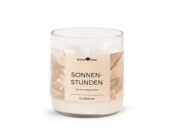 Grüne Erde Natürliche Rapswachskerze SONNENSTUNDEN im rezyklierten Glas, Baumwolldocht, 325 ml, H 9,5 cm, ø 8,5 cm