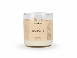 Grüne Erde Natürliche Rapswachskerze NAMASTÉ im rezyklierten Glas, Baumwolldocht, 325 ml, H 9,5 cm, ø 8,5 cm