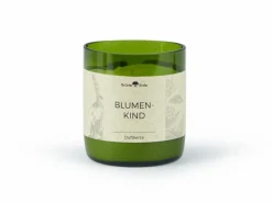 Grüne Erde Natürliche Rapswachskerze BLUMENKIND im rezyklierten Glas, Baumwolldocht, 325 ml, H 9,5 cm, ø 8,5 cm