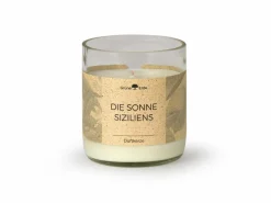 Grüne Erde Natürliche Rapswachskerze DIE SONNE SIZILIENS im rezyklierten Glas, Baumwolldocht, 325 ml, H 9,5 cm, ø 8,5 cm