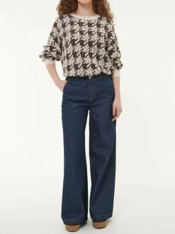 Grüne Erde Pullover aus Alpakawolle, 09 hahnentritt chocolate, S