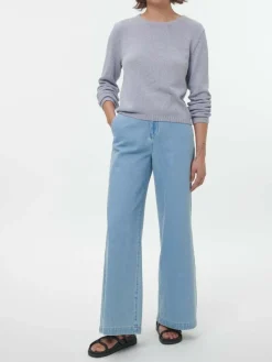 Grüne Erde Pullover aus Bio-Baumwolle und Leinen, 84 blau/natur melange, S, GOTS