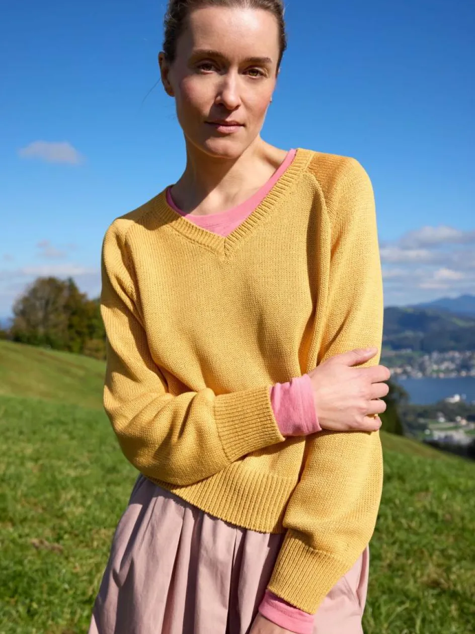 Grüne Erde Pullover aus Bio-Baumwolle, 24 honiggelb, S, GOTS