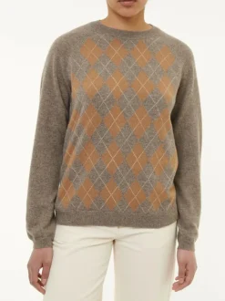 Grüne Erde Pullover aus Yak, Kamelhaar und Schurwolle, 79 yak intarsia hasel/kamel, S