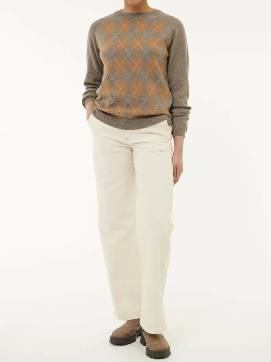 Grüne Erde Pullover aus Yak, Kamelhaar und Schurwolle, 79 yak intarsia hasel/kamel, S