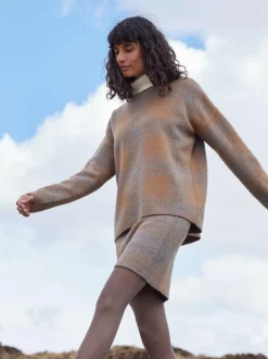 Grüne Erde Pullover aus Yak und Kamelhaar, 70 yak jacquard/karo, S