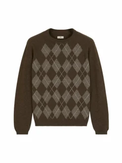 Grüne Erde Pullover aus Yakhaar und Schafwolle, 83 yak intarsia mittelbraun/hasel, S