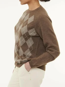 Grüne Erde Pullover aus Yakhaar und Schafwolle, 83 yak intarsia mittelbraun/hasel, S