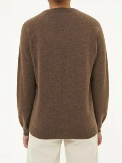 Grüne Erde Pullover aus Yakhaar und Schafwolle, 83 yak intarsia mittelbraun/hasel, S