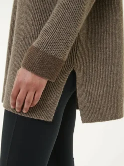 Grüne Erde Pullover aus Yakwolle, 63 yak ribstrick/mittelbraun, L