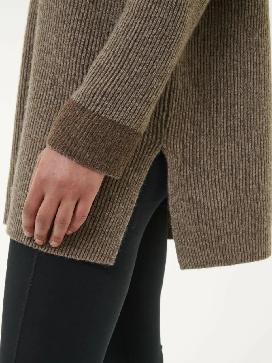 Grüne Erde Pullover aus Yakwolle, 63 yak ribstrick/mittelbraun, L