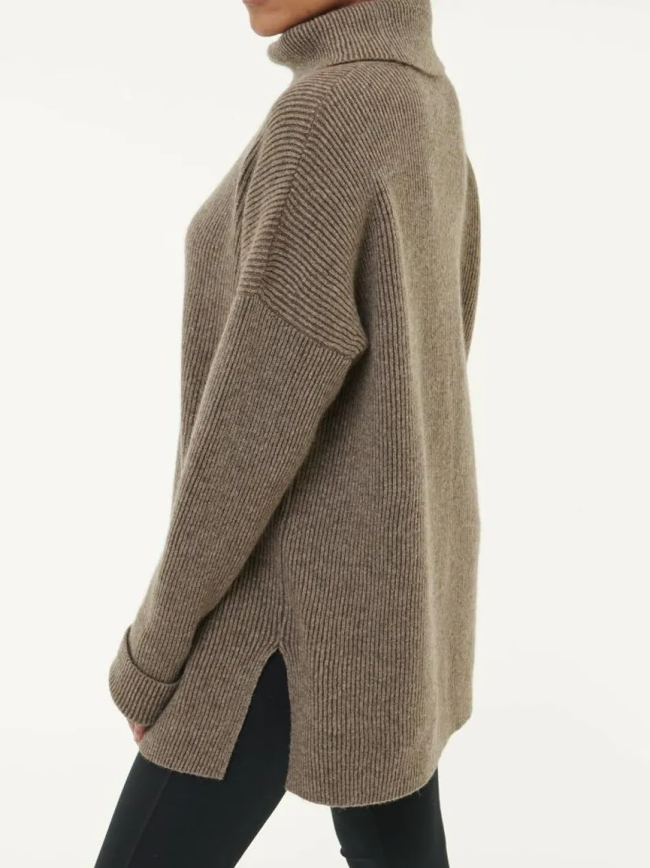 Grüne Erde Pullover aus Yakwolle, 63 yak ribstrick/mittelbraun, L