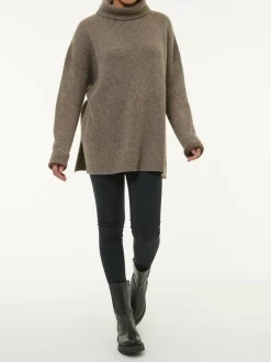 Grüne Erde Pullover aus Yakwolle, 63 yak ribstrick/mittelbraun, L