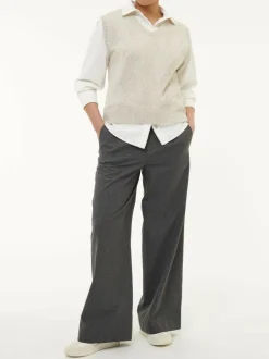 Grüne Erde Pullunder aus Bio-Baumwolle und Wolle, 44 sand melange, S, GOTS