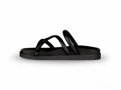 Grüne Erde Riemchensandale aus Bio Leder, 01 schwarz, 38