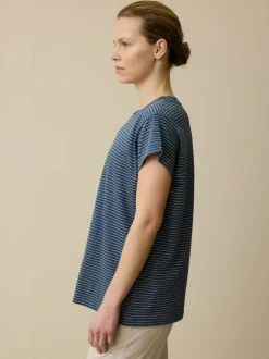 Grüne Erde Schlafshirt aus Bio-Baumwolle, 84 blau/natur melange ringel, XS, GOTS