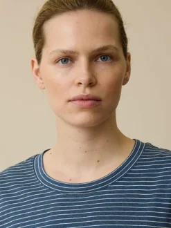 Grüne Erde Schlafshirt aus Bio-Baumwolle, 84 blau/natur melange ringel, XS, GOTS