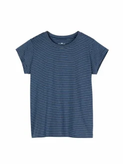 Grüne Erde Schlafshirt aus Bio-Baumwolle, 84 blau/natur melange ringel, XS, GOTS