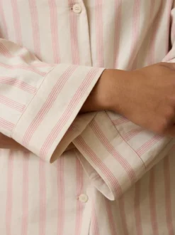 Grüne Erde Schlafshirt aus Bio-Baumwolle, 88 cranberry gestreift, L, GOTS