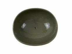 Grüne Erde Seifenschale aus Keramik, , oval, ca. 13 x 10,5 x 4,5 cm
