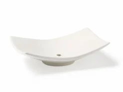 Grüne Erde Seifenschale aus Keramik, weiß, eckig, ca. 13,5 x 9 x 3,5 cm